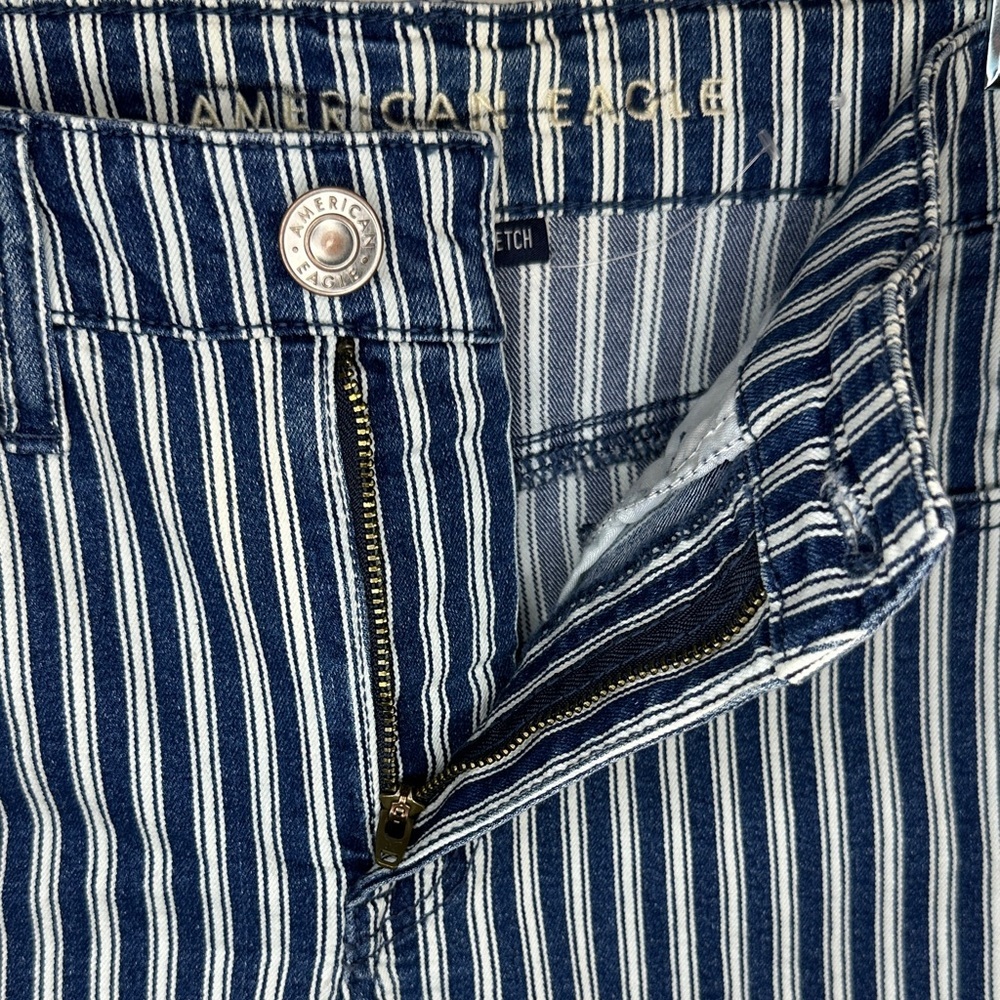American Eagle Outfitters Hi-Rise Shortie Striped Jean Shorts - Picture 6 of 9